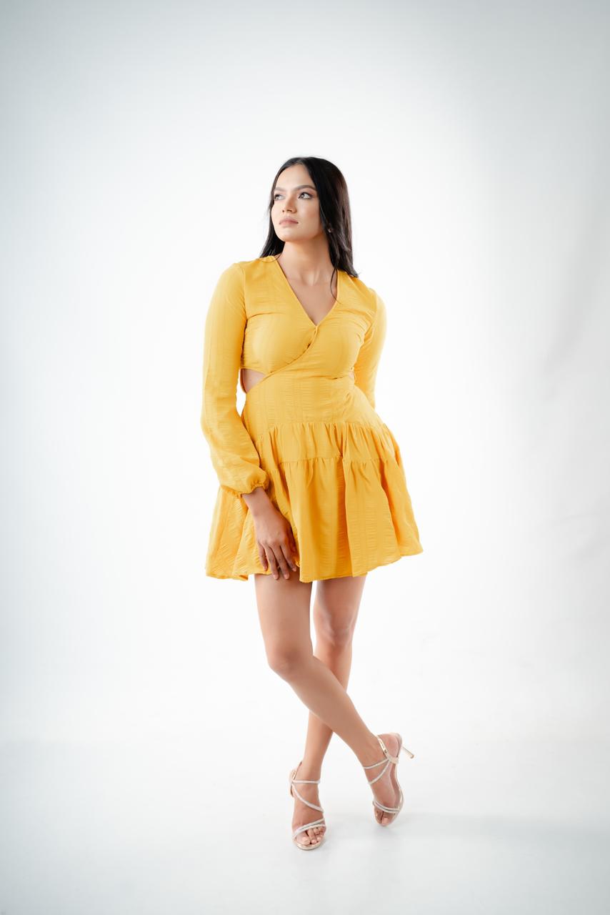 V - Neck Rib Mini Dress by Chiara Clothing (Copy)