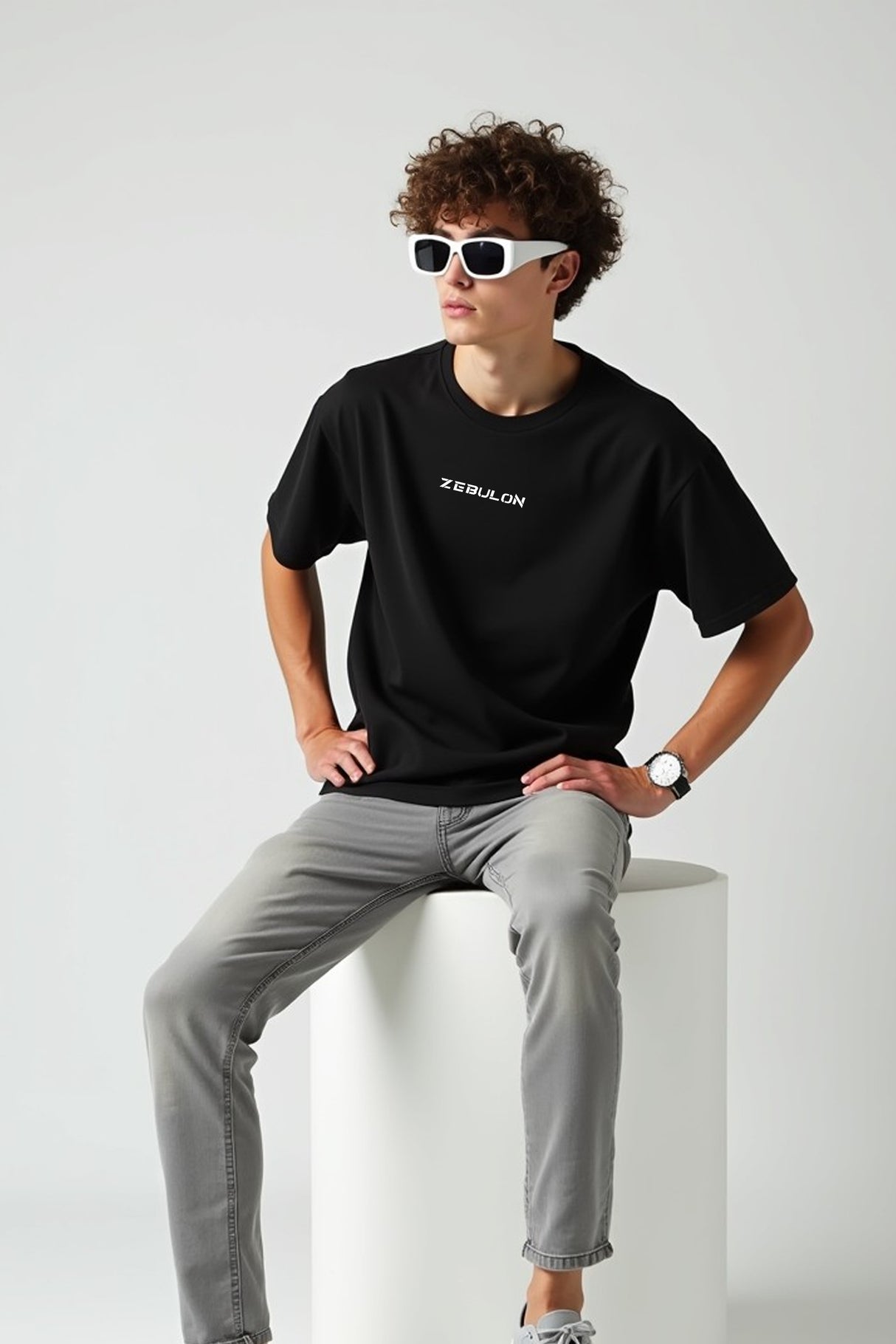 Oversized T-shirt Plain Black ZBK