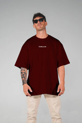 Oversized T-shirt Plain Maroon ZMAR