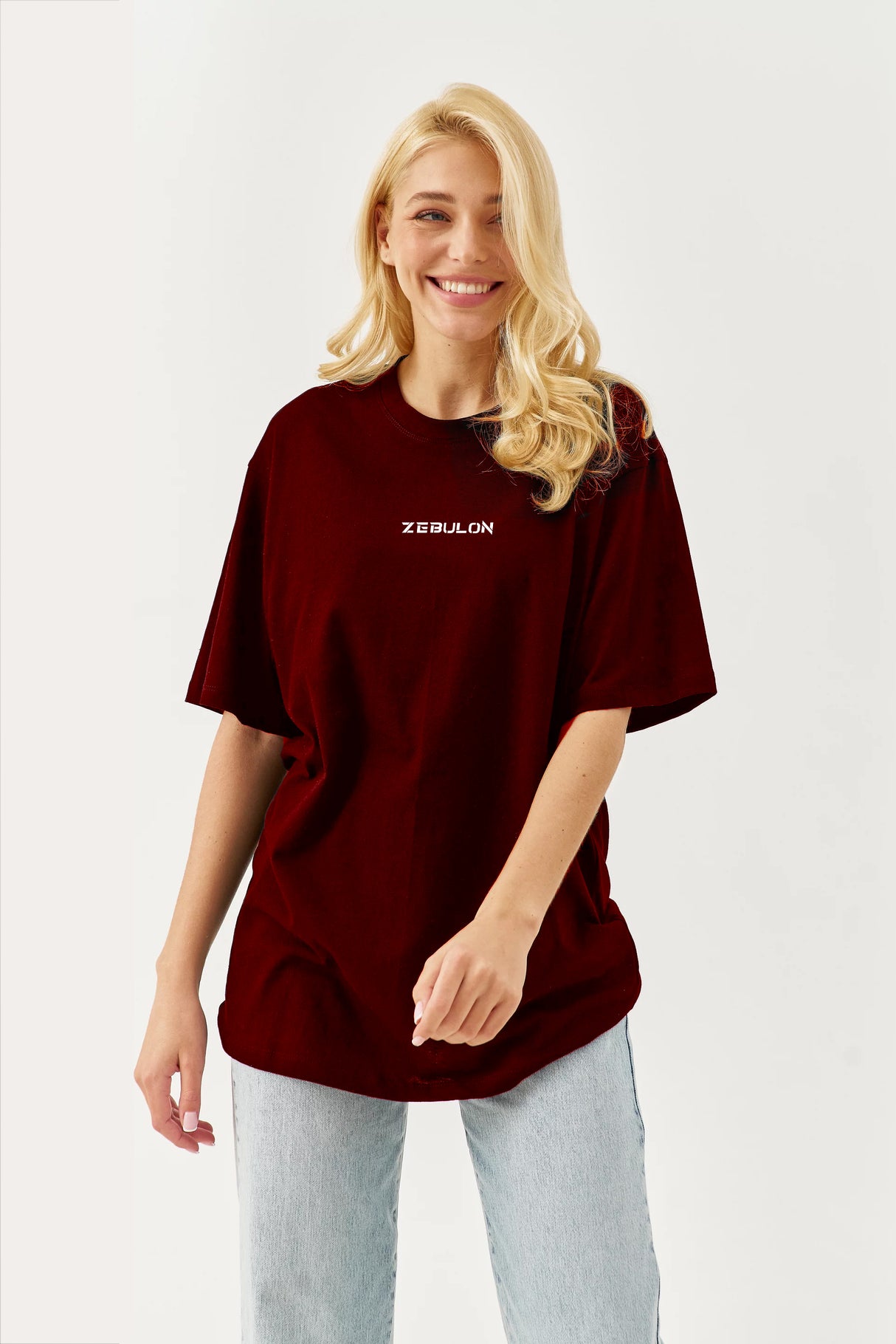 Oversized T-shirt Plain Maroon ZMAR